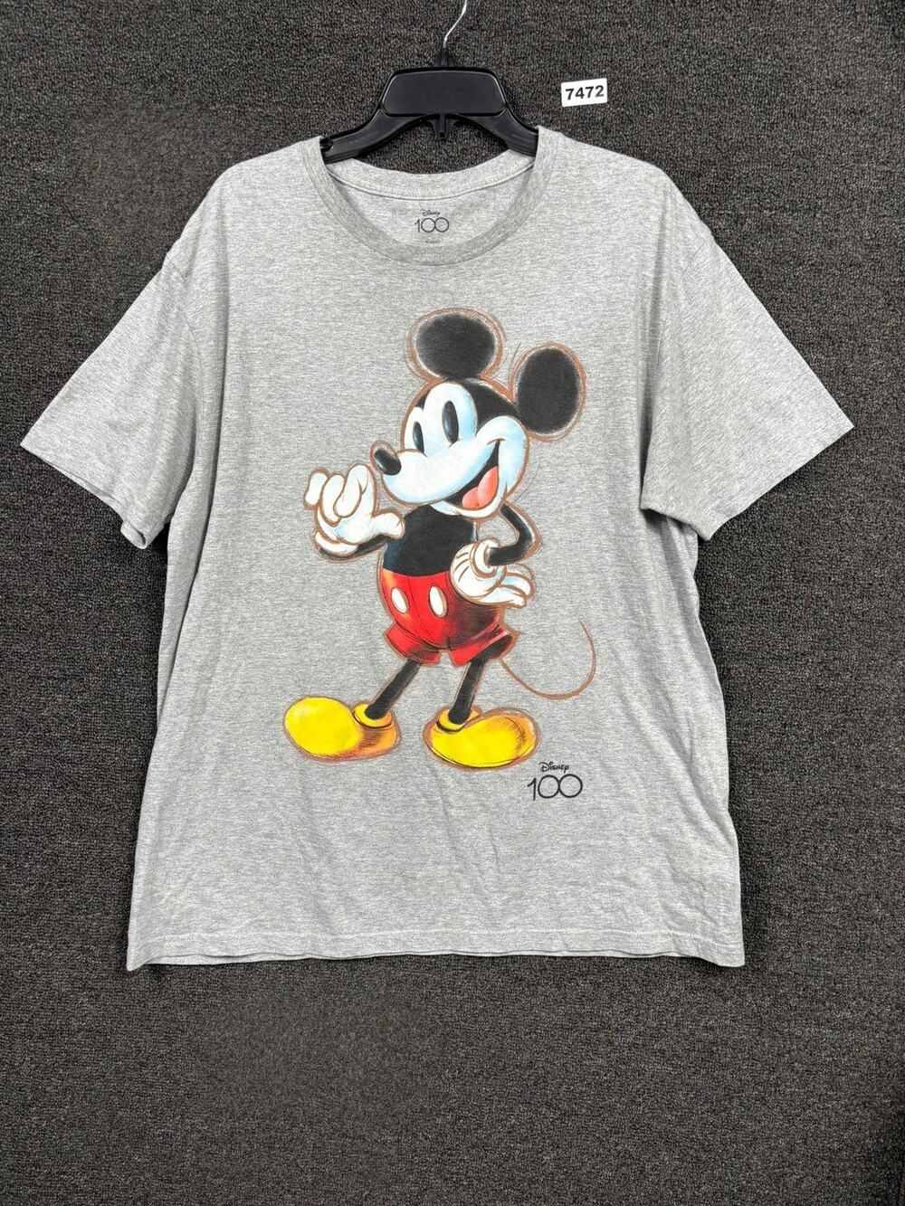 Disney Mickey Mouse Shirt Mens Large Gray Disney 100 Graphic Tee Crewneck